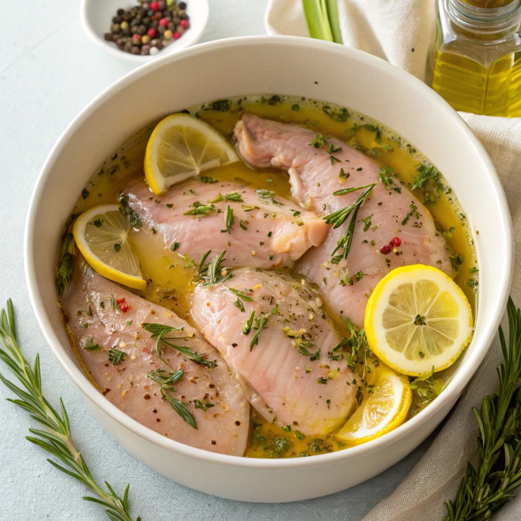 Marinating thin chicken breasts to prevent drying out